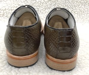 Goodyear Welted Cobra embossed Green leather Derby Wholecut Shoes by ASM.