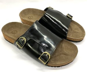 Black leather cork sandals by asm