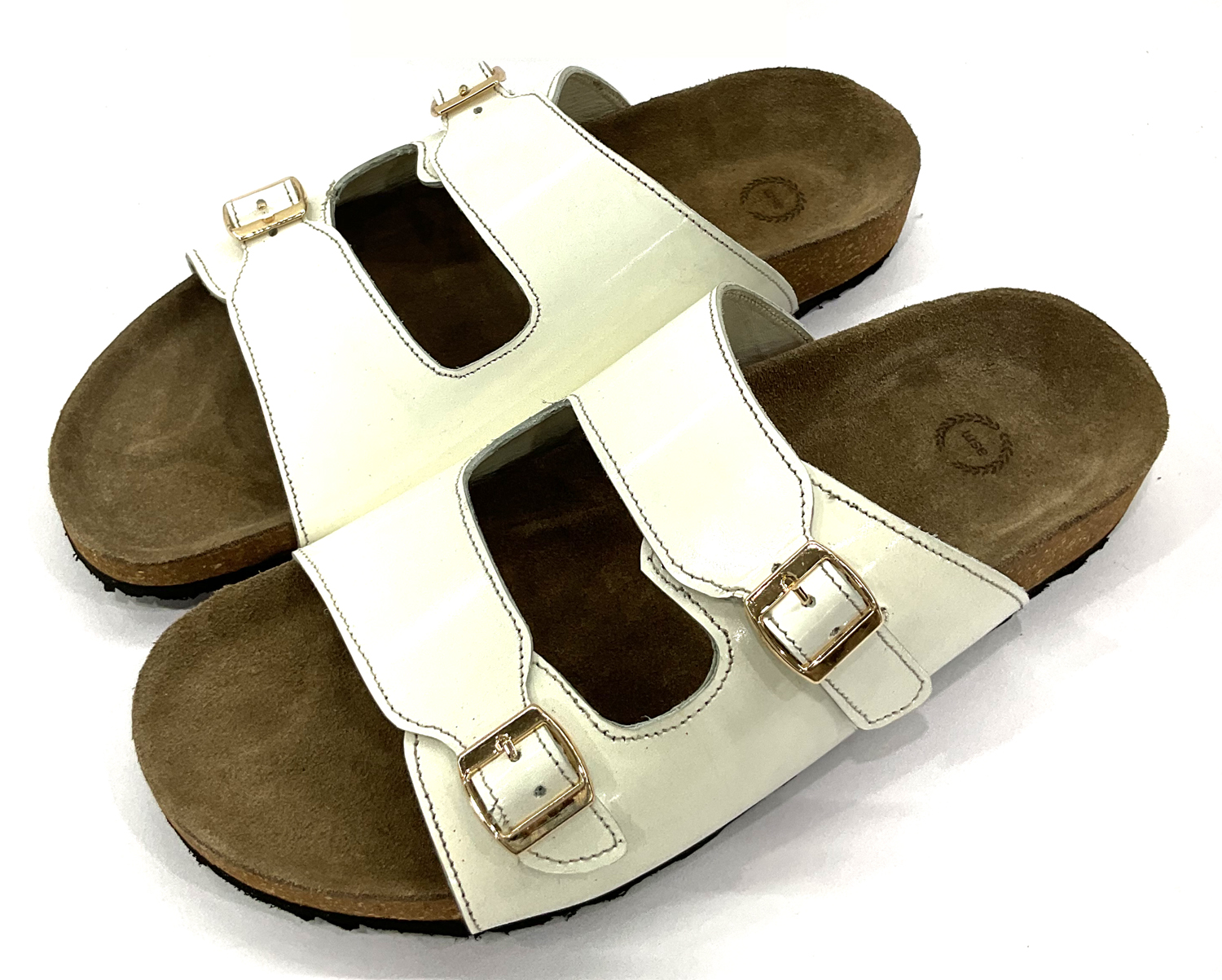 White Calf leather cork sandals by asm