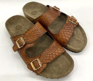 Cork Sandals : Genuine Cobra embossed Tan leather with Cork footpad Sandals for men by asm