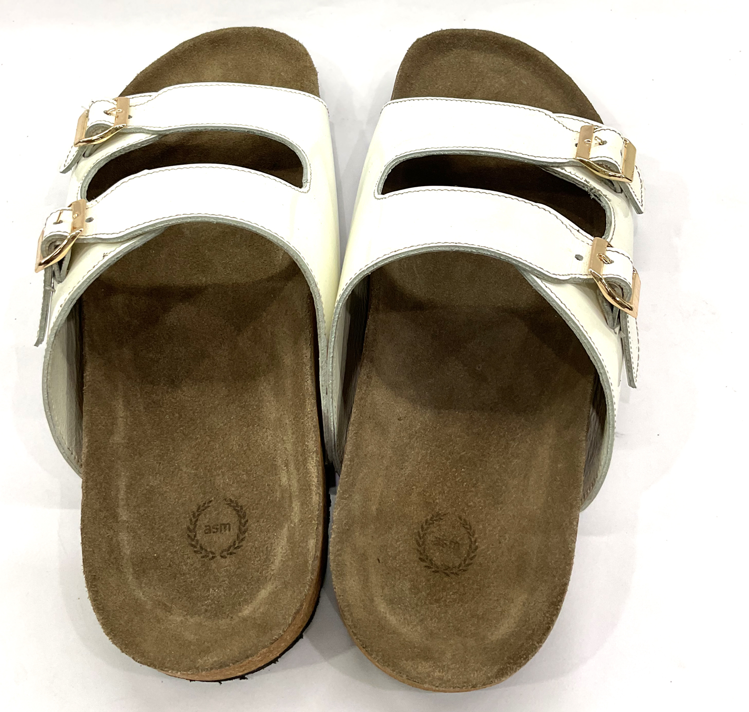 Cork Sandals : Genuine White leather & Cork Sandals for men by asm. - Image 11