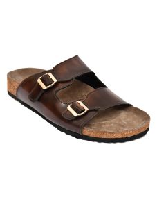 Cork Sandals : Genuine Tan Two tone leather with Cork footpad Sandals for men by asm