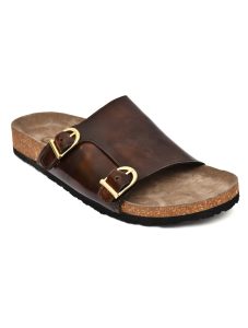 Cork Sandals : Genuine Tan Two tone leather with Cork footpad Sandals for men by asm