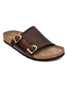Cork Sandals : Genuine Tan Two tone leather with Cork footpad Sandals for men by asm
