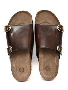 Cork Sandals : Genuine Tan Two tone leather with Cork footpad Sandals for men by asm