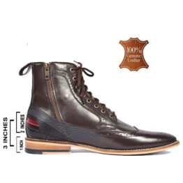 Elevator Shoes : 3.5"Inches Height Increasing Leather Brogues. Article: ASME_BB101brown