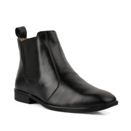 Elevator Shoes : 3"Inches Hidden Height Increasing Black Leather Chelsea Boots by ASM..