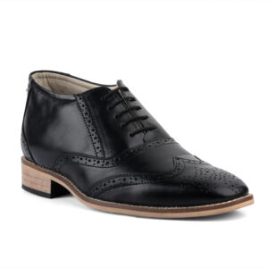 Elevator Shoes : 3"Inches Hidden Height Increasing Black Leather brogues Shoes by ASM.