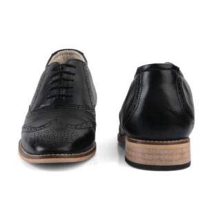 Elevator Shoes : 3"Inches Hidden Height Increasing Black Leather brogues Shoes by ASM.