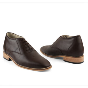 Elevator Shoes : 3"Inches Hidden Height Increasing Brown Leather Derby Shoes by ASM.