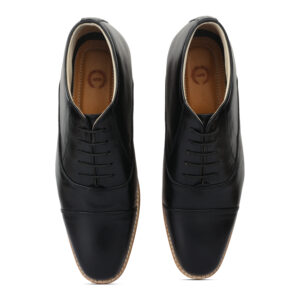Elevator Shoes : 3"Inches Hidden Height Increasing Black Leather Oxford Shoes by ASM.