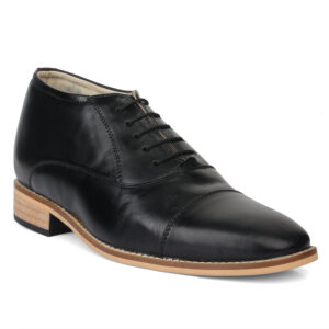 Elevator Shoes : 3"Inches Hidden Height Increasing Black Leather Oxford Shoes by ASM.
