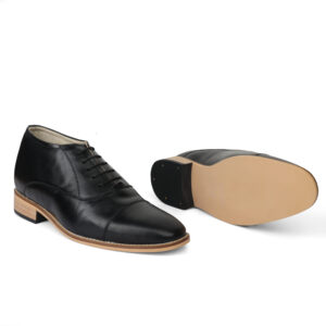 Elevator Shoes : 3"Inches Hidden Height Increasing Black Leather Oxford Shoes by ASM.