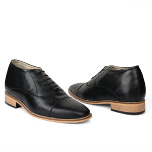 Elevator Shoes : 3"Inches Hidden Height Increasing Black Leather Oxford Shoes by ASM.