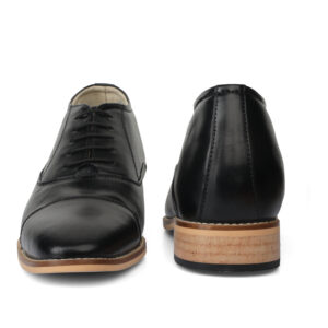Elevator Shoes : 3"Inches Hidden Height Increasing Black Leather Oxford Shoes by ASM.