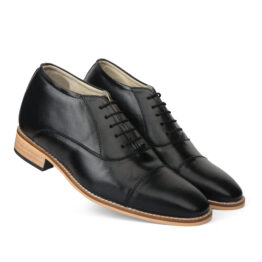 Elevator Shoes : 3"Inches Hidden Height Increasing Black Leather Oxford Shoes by ASM.