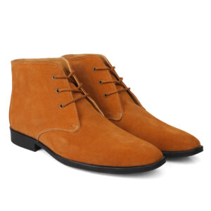 Elevator Shoes : 3"Inches Hidden Height Increasing Leather Chukka Boots by ASM..