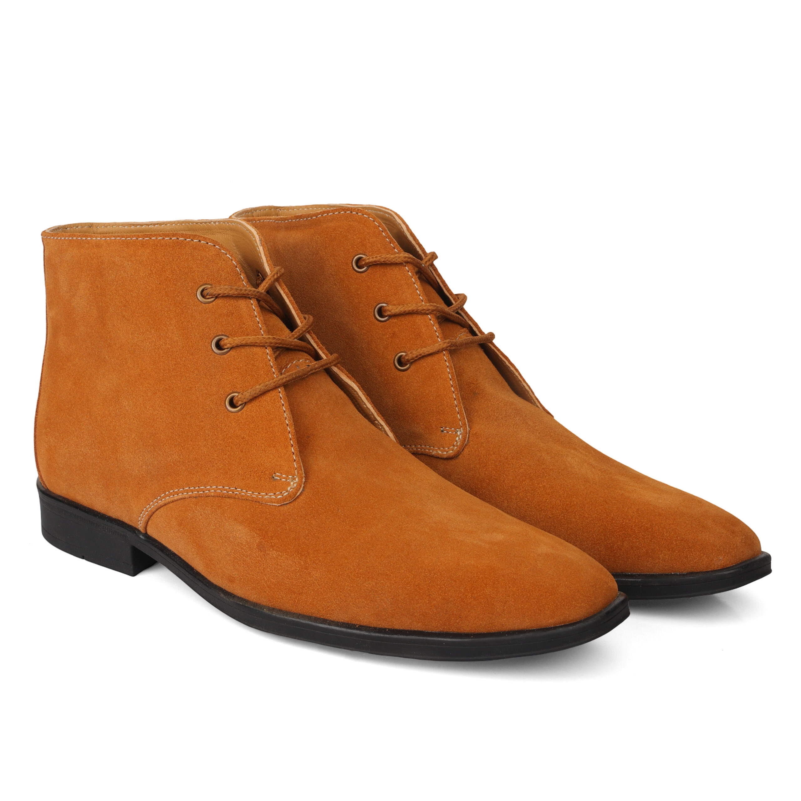 Elevator Shoes : 3"Inches Hidden Height Increasing Leather Chukka Boots by ASM..