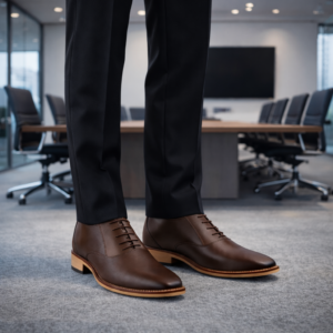 Elevator Shoes : 3"Inches Hidden Height Increasing Brown Leather Derby Shoes by ASM.