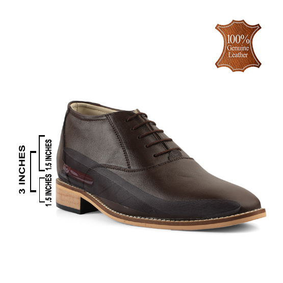 Elevator Shoes : 3"Inches Hidden Height Increasing Brown Leather Derby Shoes by ASM.