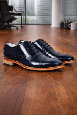 Elevator Shoes : 3″ Inches Hidden Height Increasing Handmade Goodyear Welted Wine leather Oxford Shoes with Argentina Leather Sole, Fully Leather Lining & socks and Memory foam footpad. ASME-H103Blue