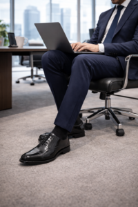 Elevator Shoes : 3″ Inches Hidden Height Increasing Handmade Goodyear Welted Black leather Oxford Shoes with Argentina Leather Sole, Fully Leather Lining & socks and Memory foam footpad. ASME-H103Black